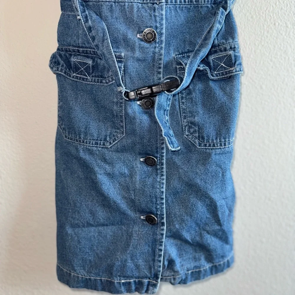 Vintage 😍 Denim Sleeveless Button-Down Dress